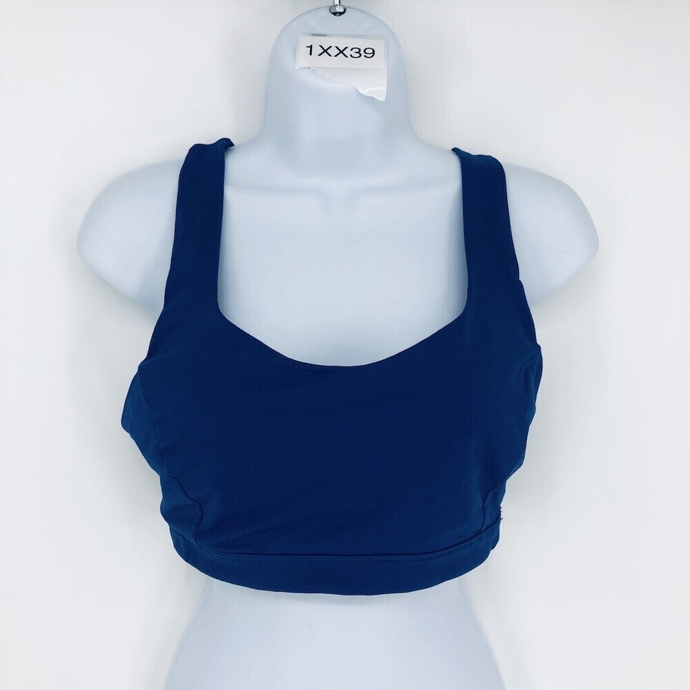 Lululemon Athletica Women Blue Strappy Medium Support Athletic Sports Bra Size 8